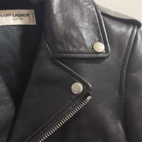 ❌sold❌Authentic Saint Laurent Black Leather Moto Jacket - Picture 4 of 8